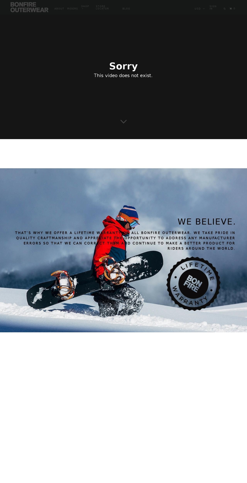 bonfireouterwear.com shopify website screenshot