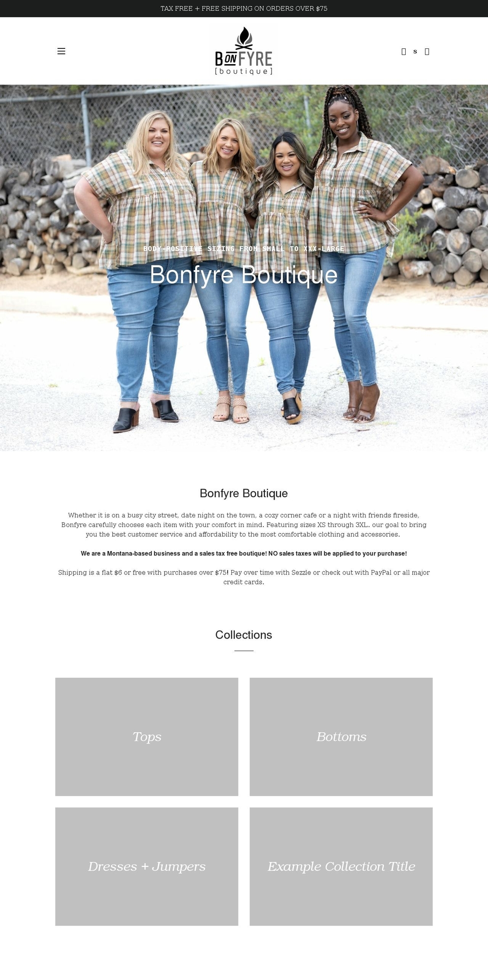 bonfyreboutique.com shopify website screenshot