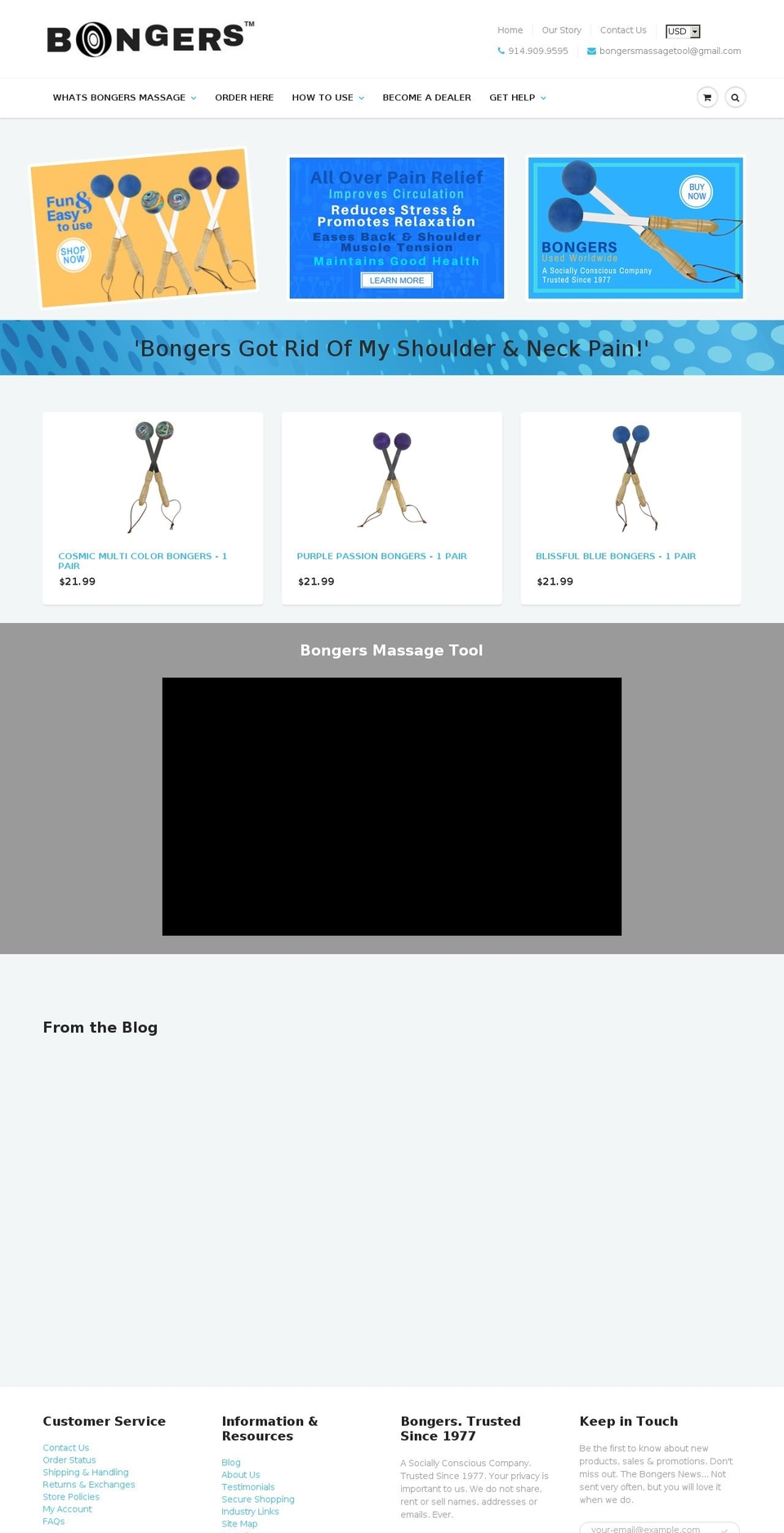 bongermassage.com shopify website screenshot