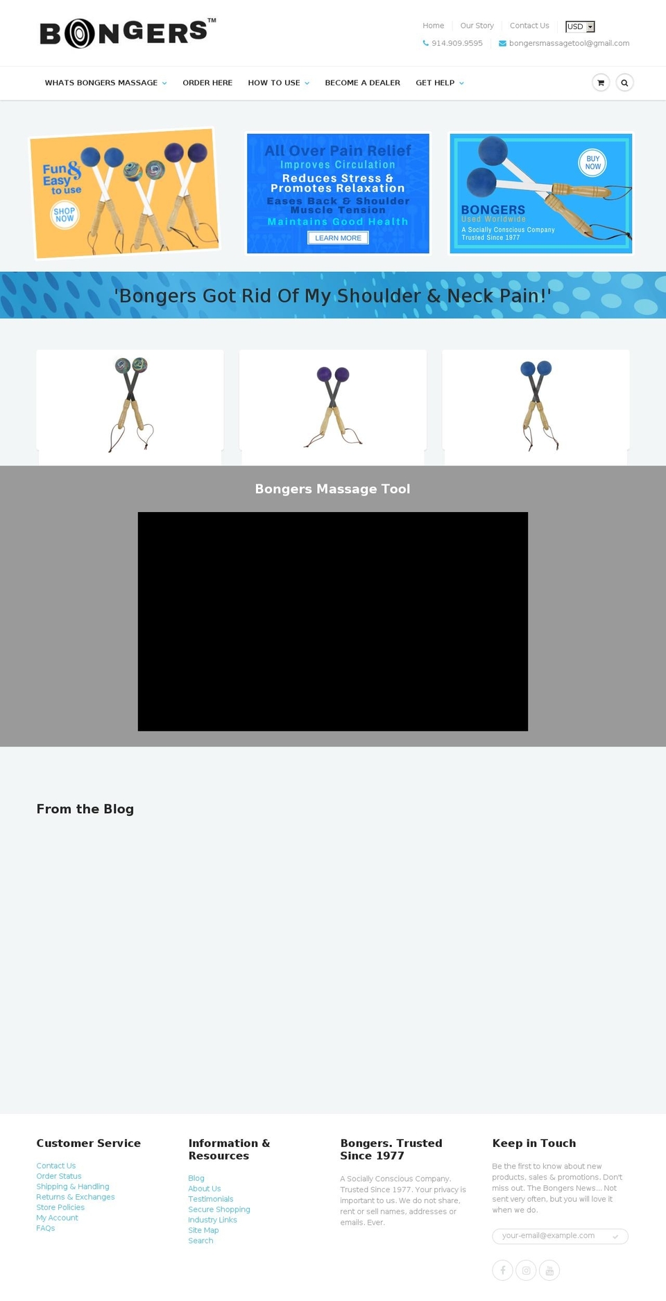 bongersmassage.com — Shopify storefront screenshot
