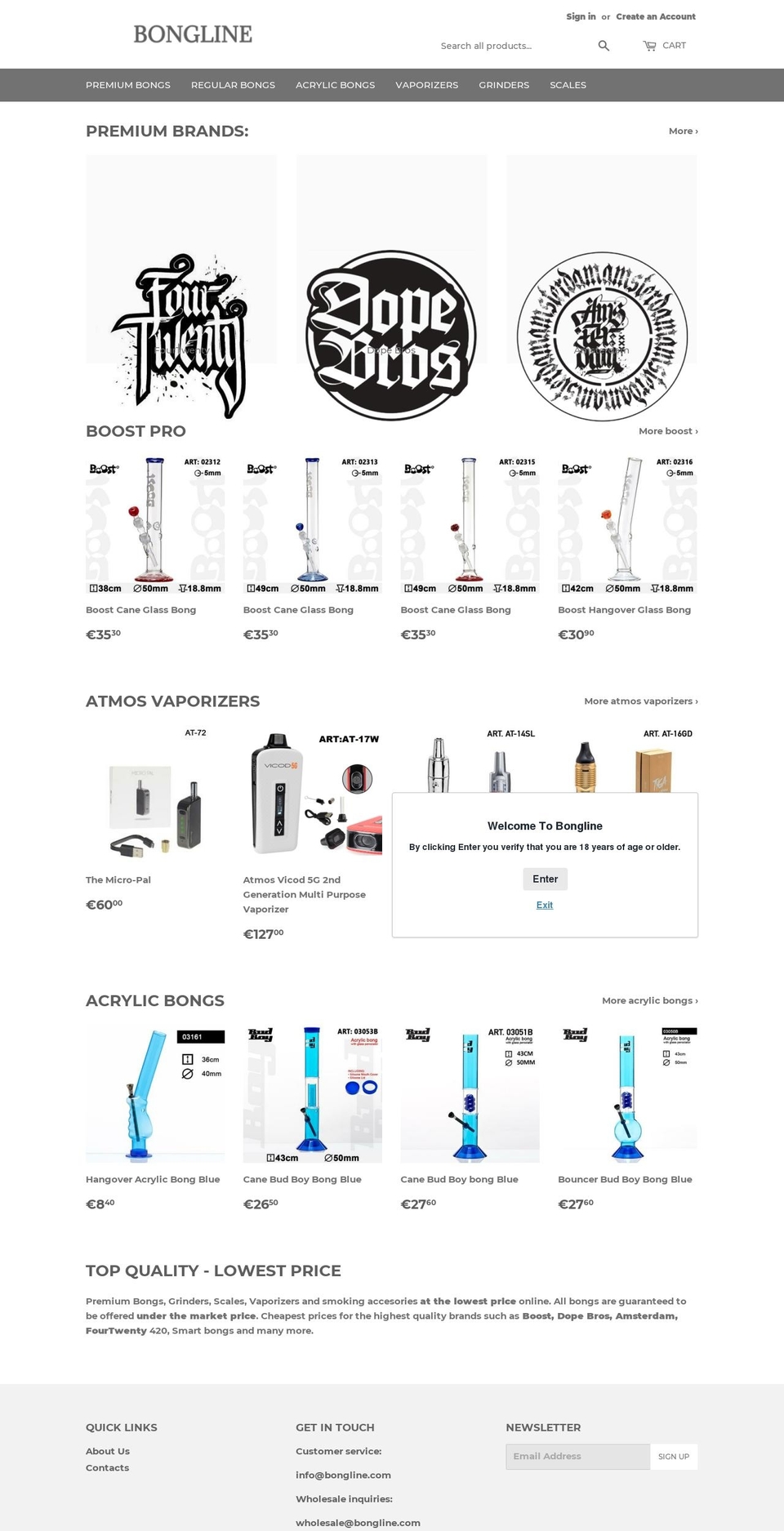 bongline.com — Shopify storefront screenshot