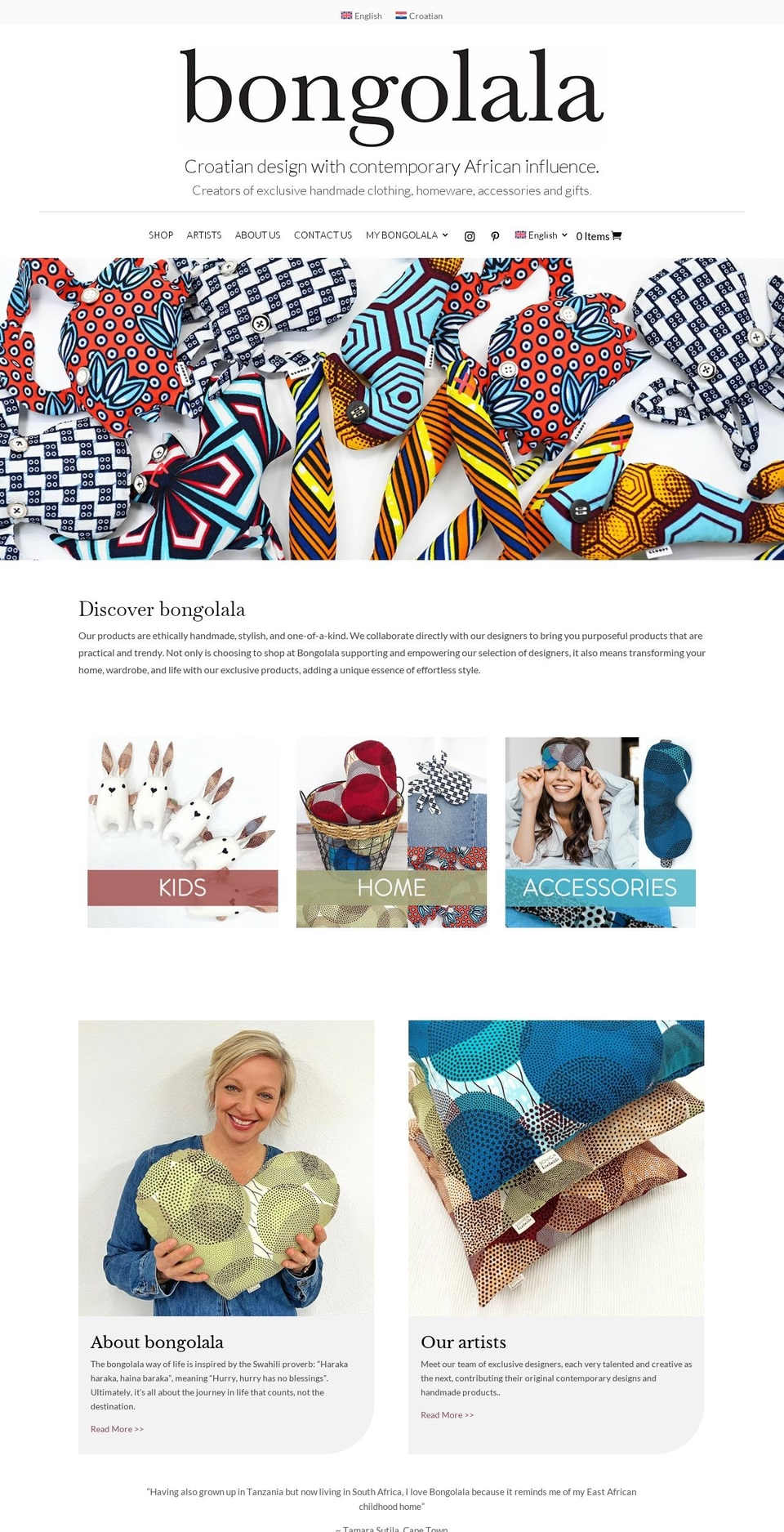 bongolala.com — Shopify storefront screenshot