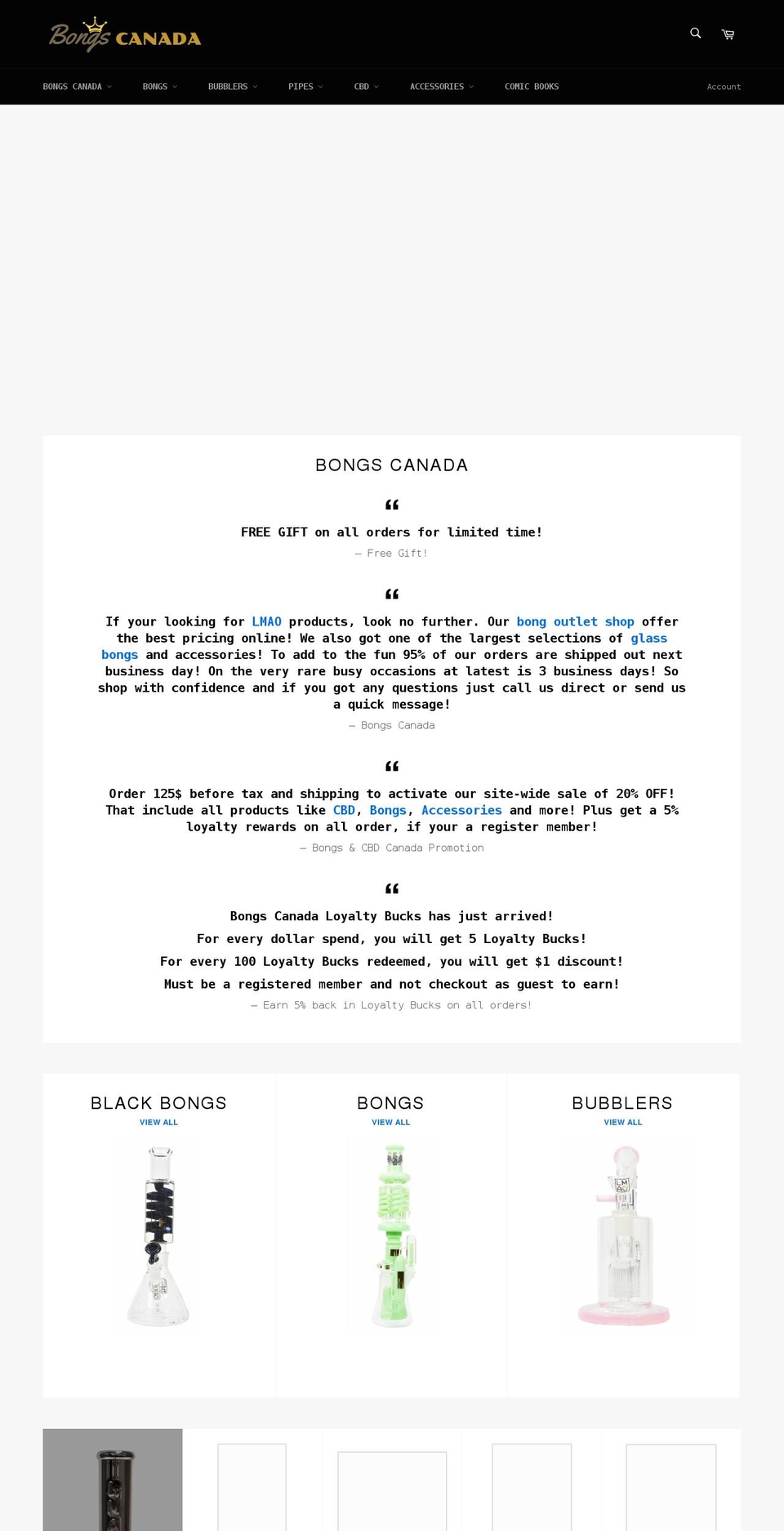 bongscanada.com shopify website screenshot