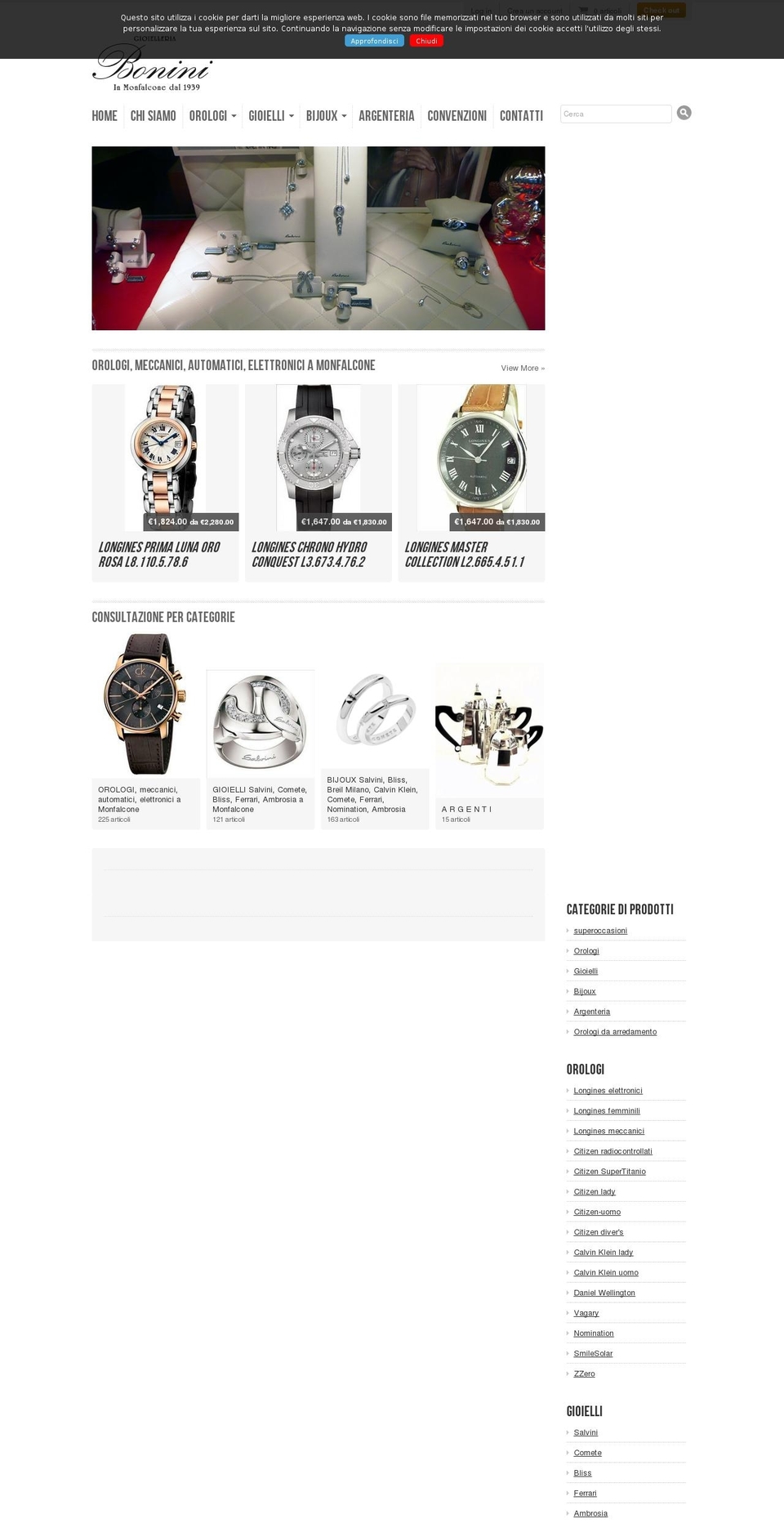 bonini-gioielli.com shopify website screenshot