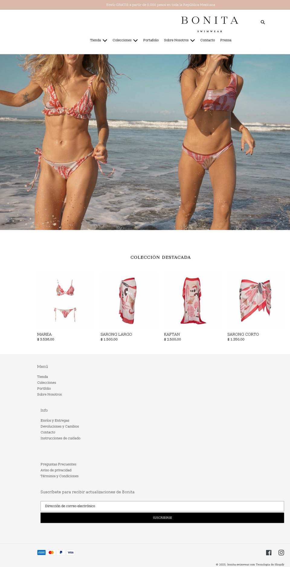 bonita-swimwear.com shopify website screenshot