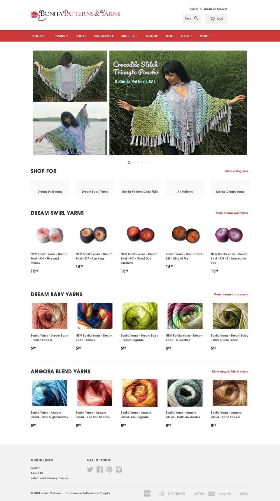 bonitayarns.com — Shopify storefront screenshot