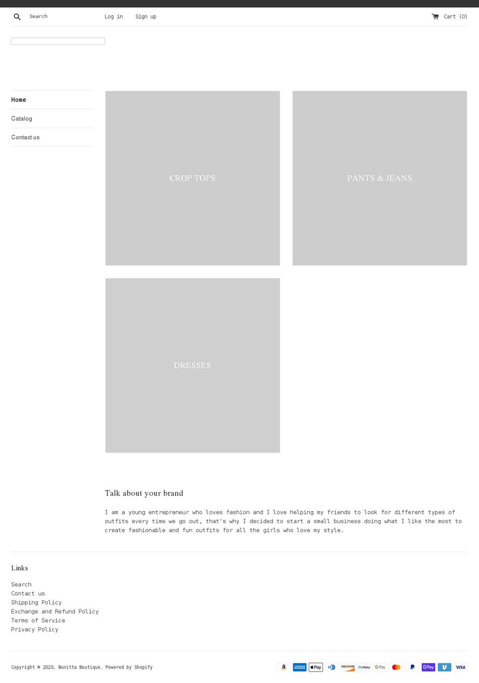 bonittaboutique.net shopify website screenshot