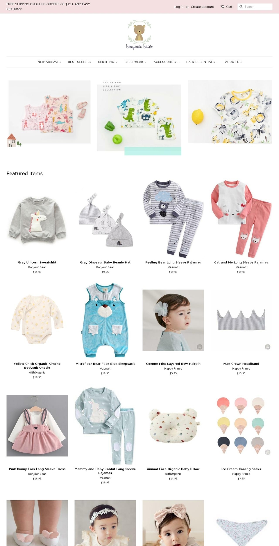 bonjourbear.com shopify website screenshot