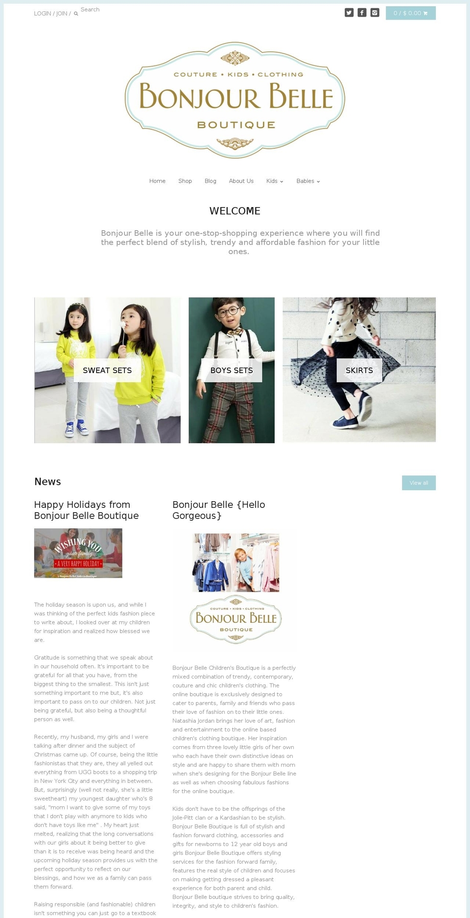 bonjourbelleboutique.com shopify website screenshot