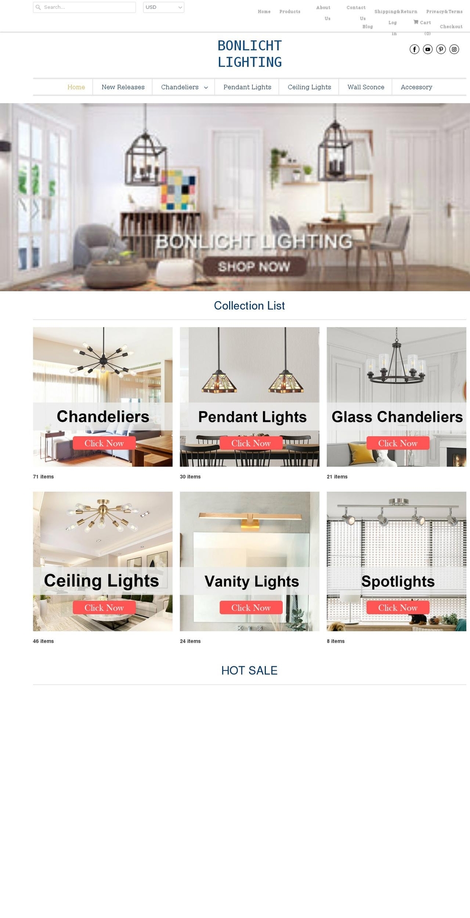 bonlichtlighting.com shopify website screenshot
