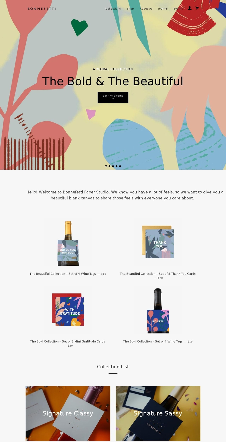bonnefetti.com — Shopify storefront screenshot