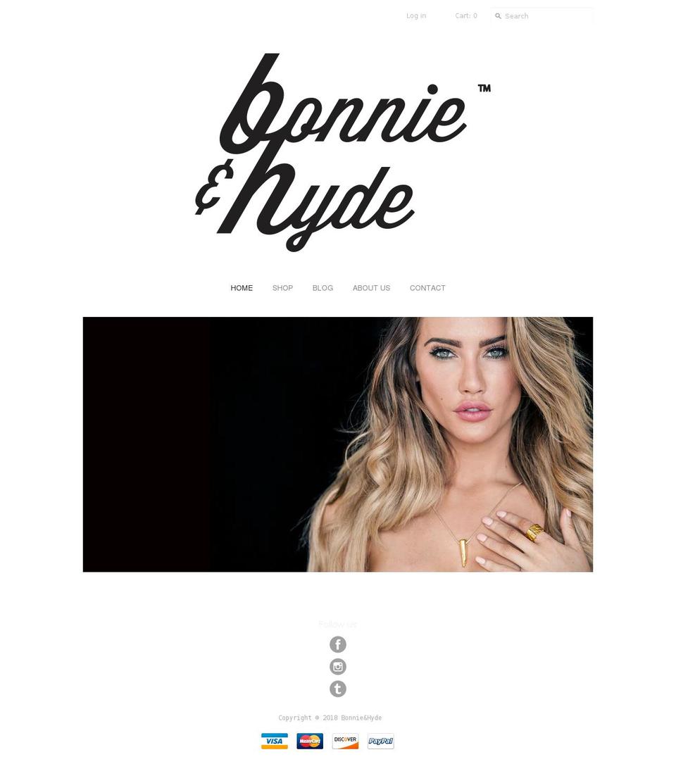 bonnie-hyde.com shopify website screenshot