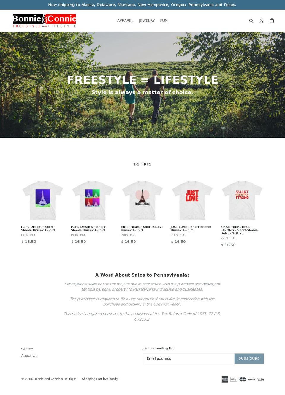 bonnieandconnie.com — Shopify storefront screenshot