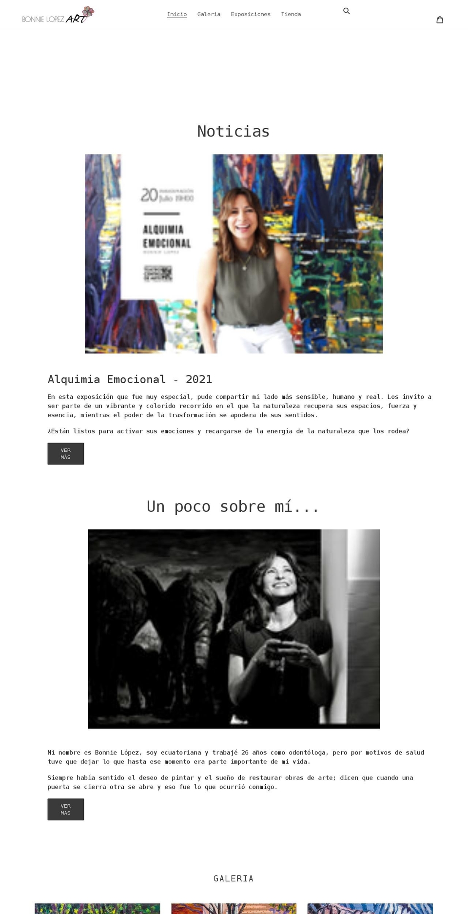 bonnielopezart.com shopify website screenshot