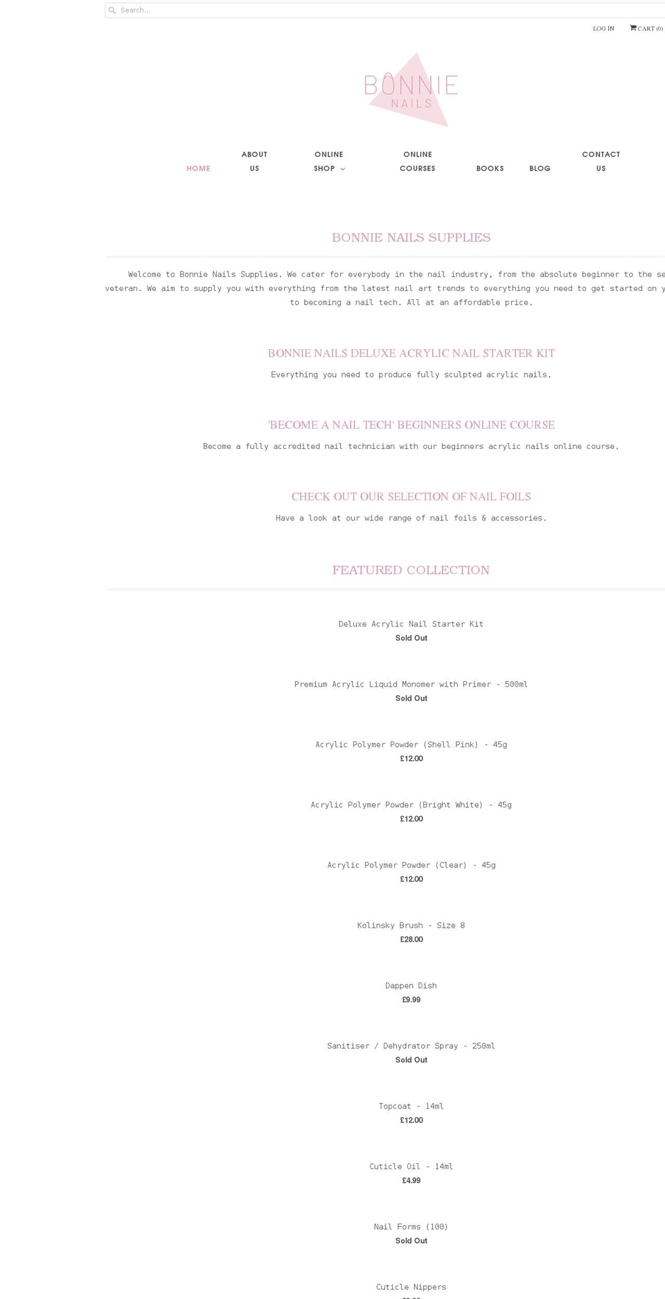 bonnienailssupplies.com shopify website screenshot