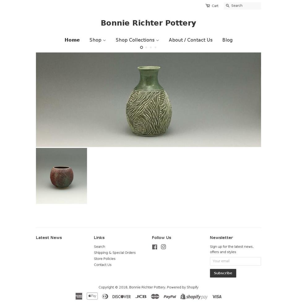 bonnierichterpottery.com shopify website screenshot