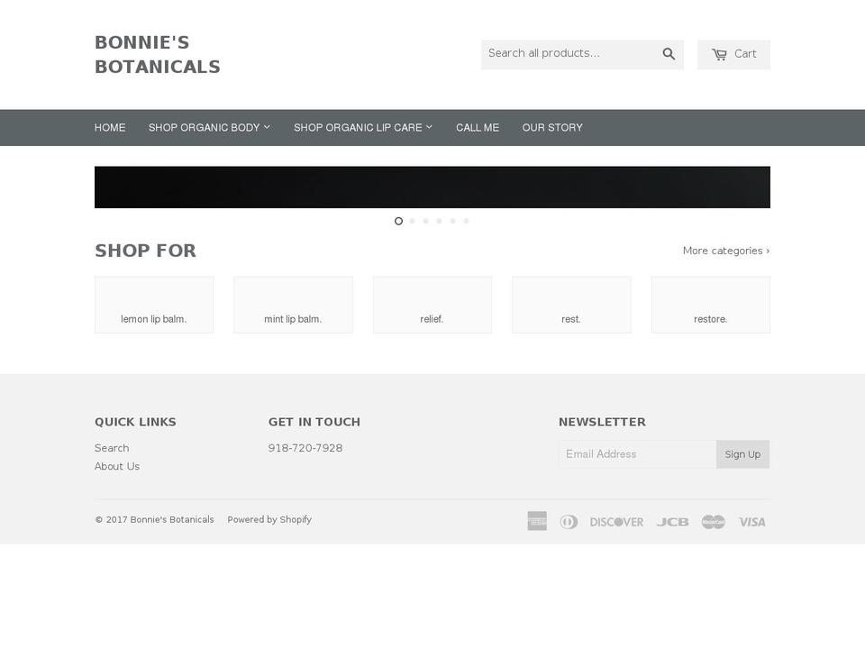 bonniesbotanicals.com shopify website screenshot