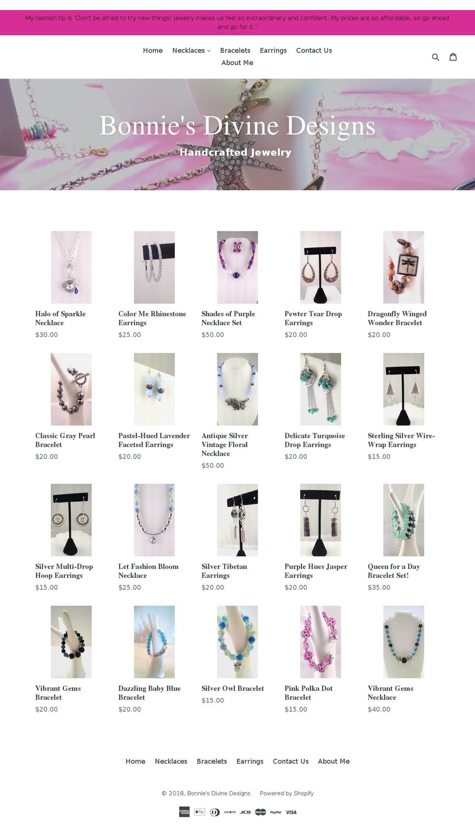 bonniesdivinedesigns.com — Shopify storefront screenshot
