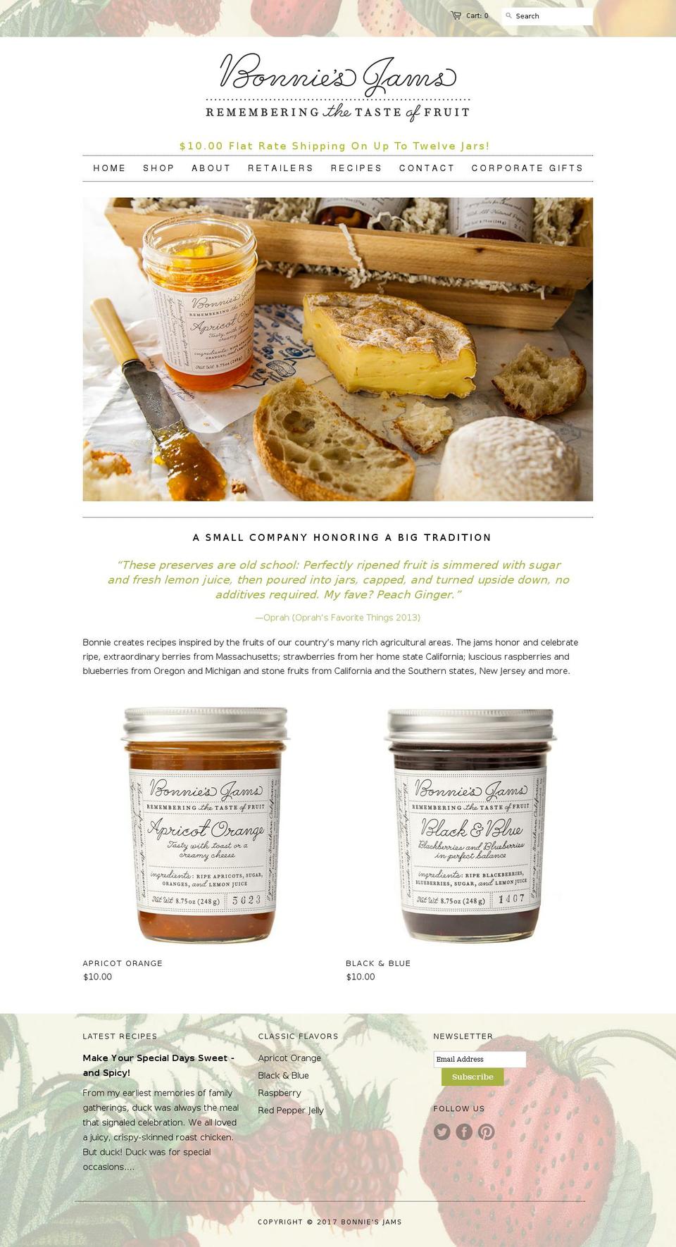 bonniesjamsstore.com shopify website screenshot