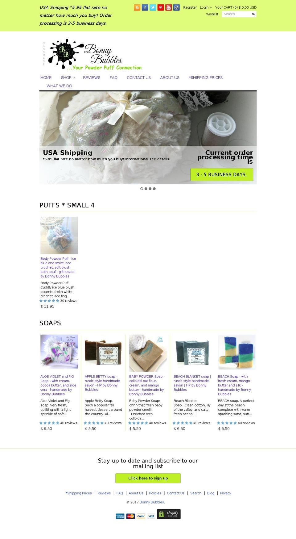 bonnybubbles.com shopify website screenshot