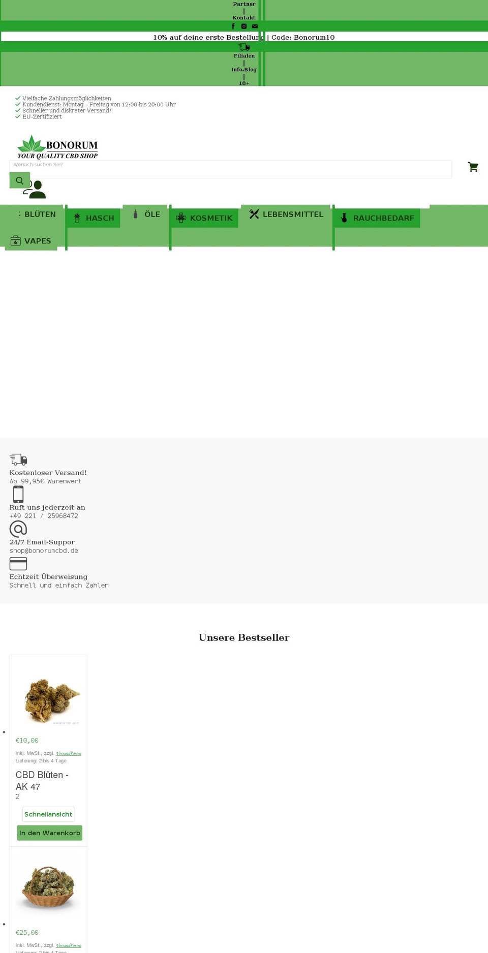 bonorumcbd.de shopify website screenshot