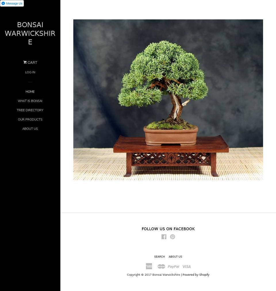 bonsai-warwickshire.com shopify website screenshot