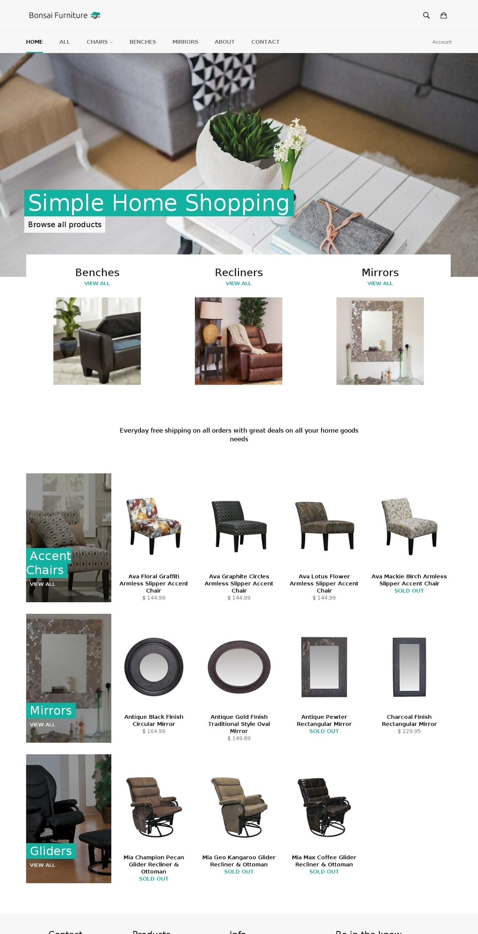 bonsaifurniture.com shopify website screenshot