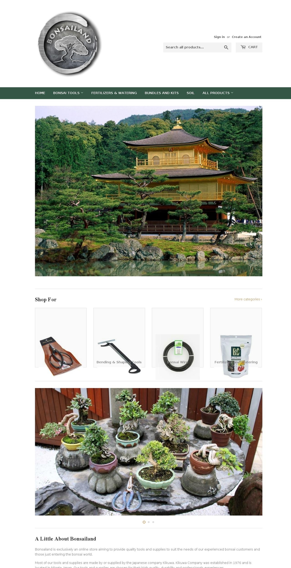 bonsailandca.com — Shopify storefront screenshot