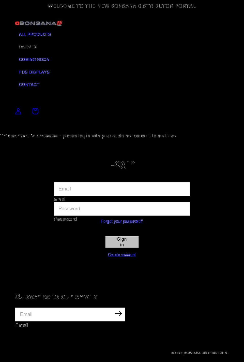 bonsana-distributor.com shopify website screenshot