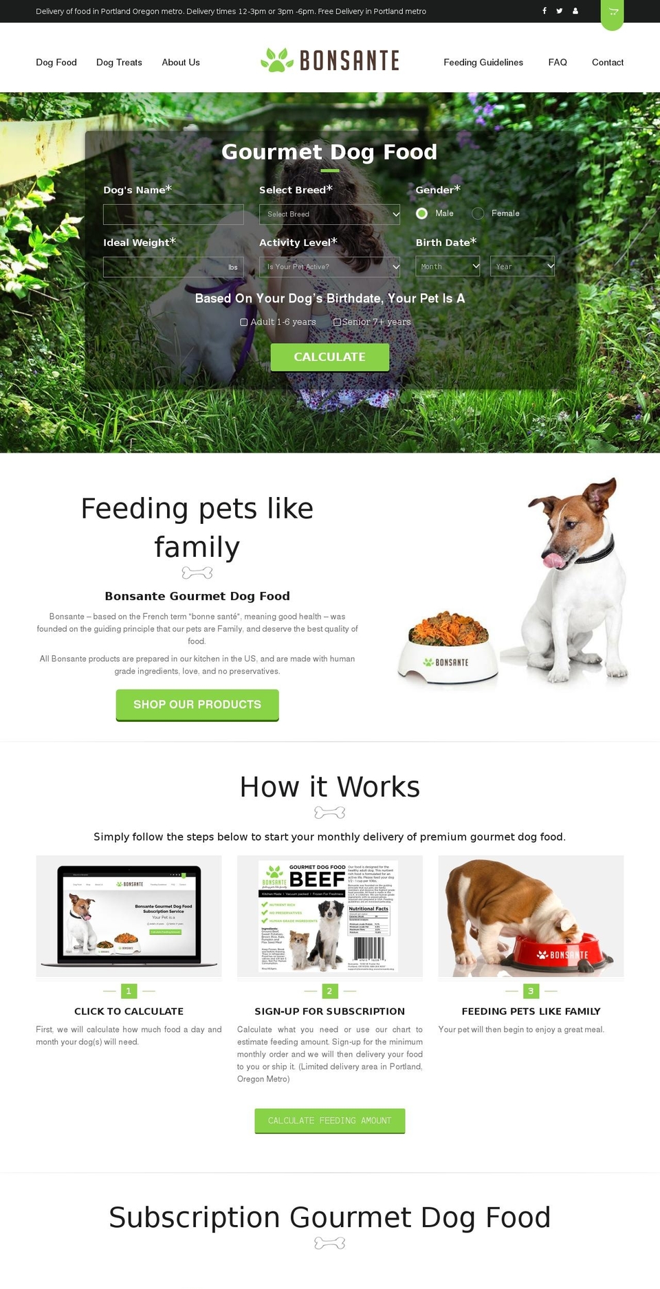 bonsantepetmeals.com — Shopify storefront screenshot