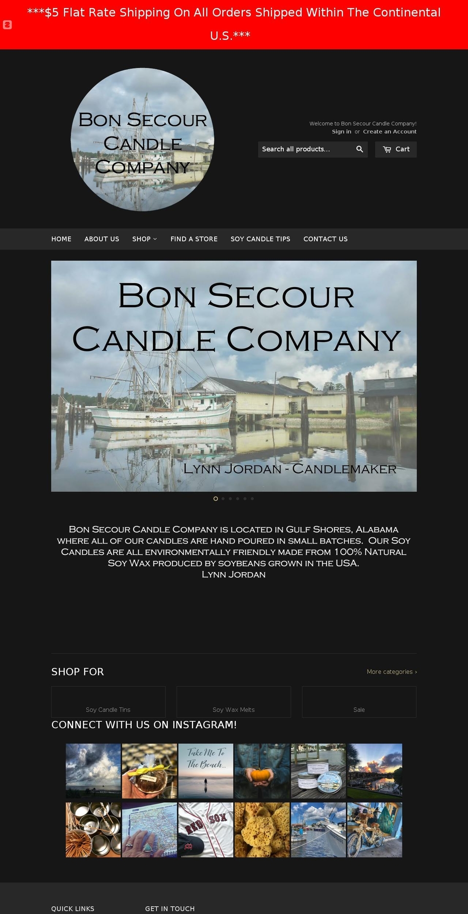 bonsecourcandlecompany.com shopify website screenshot