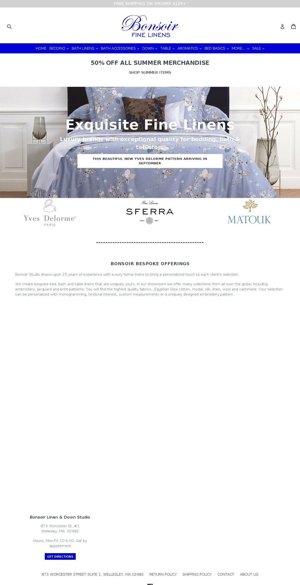 bonsoirlinen.com shopify website screenshot