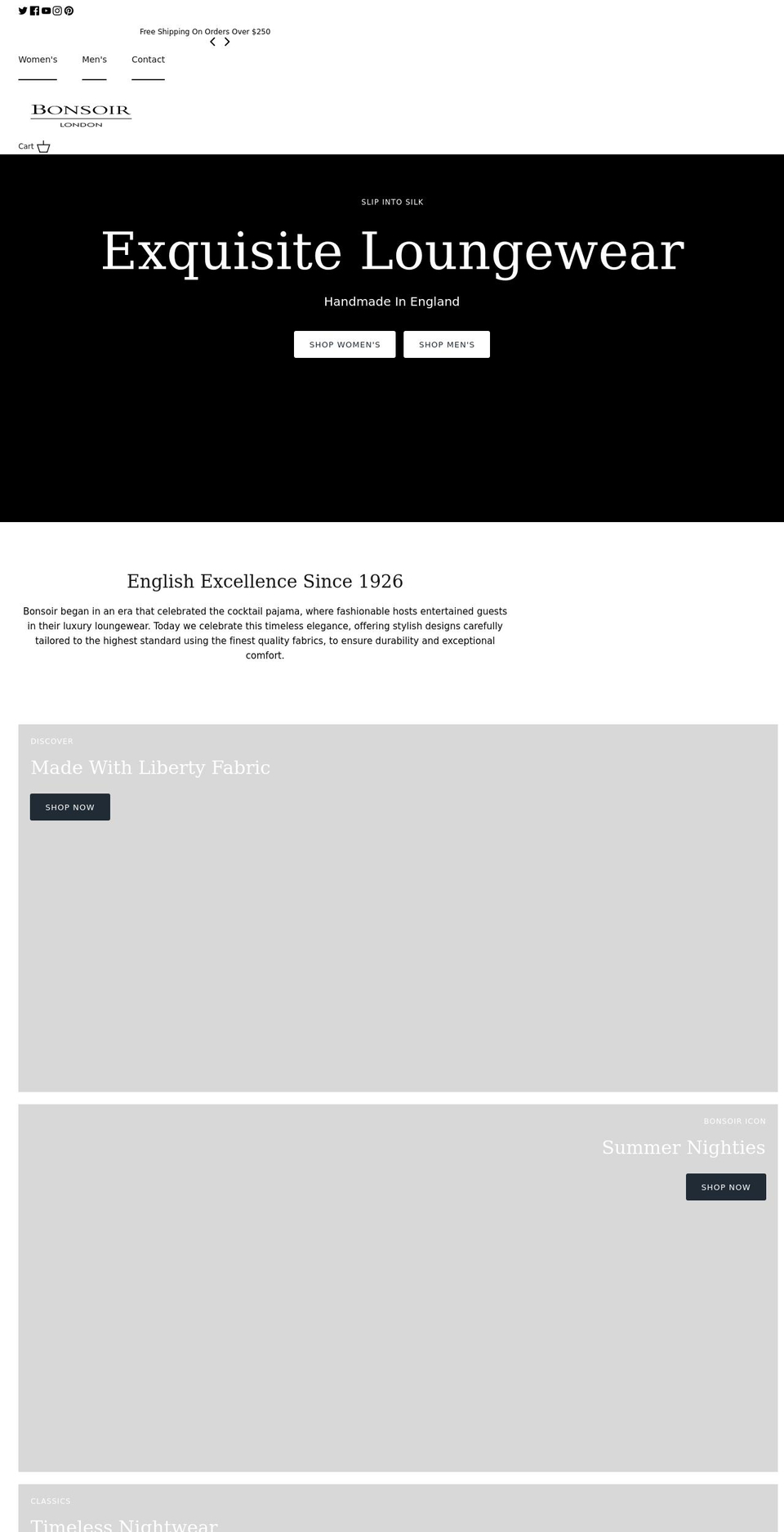 bonsoirlondon.com shopify website screenshot