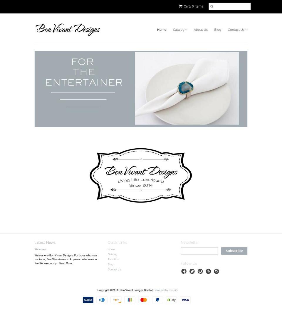 bonvivantdesignsstudio.com shopify website screenshot