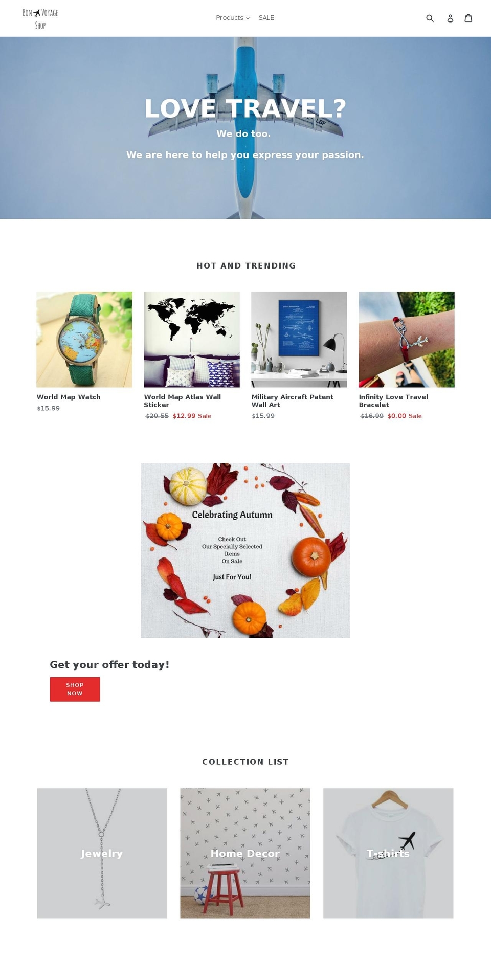 bonvoyageshop.com — Shopify storefront screenshot
