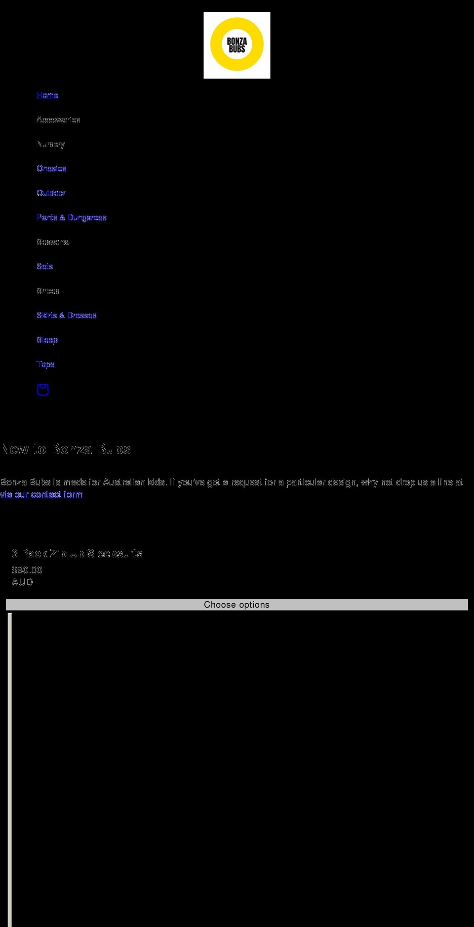 bonzabubs.com shopify website screenshot