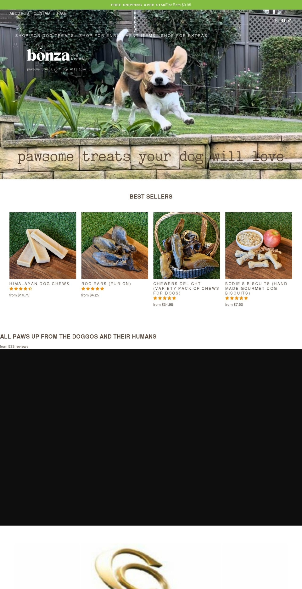 bonzadogtreats.com.au shopify website screenshot