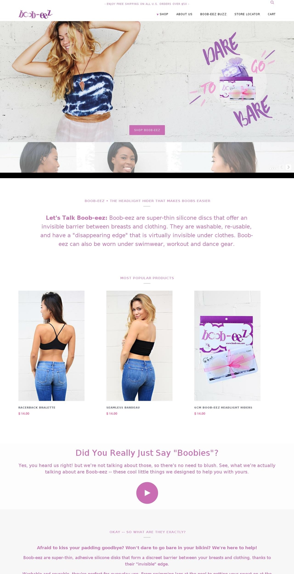 boob-eez.com shopify website screenshot