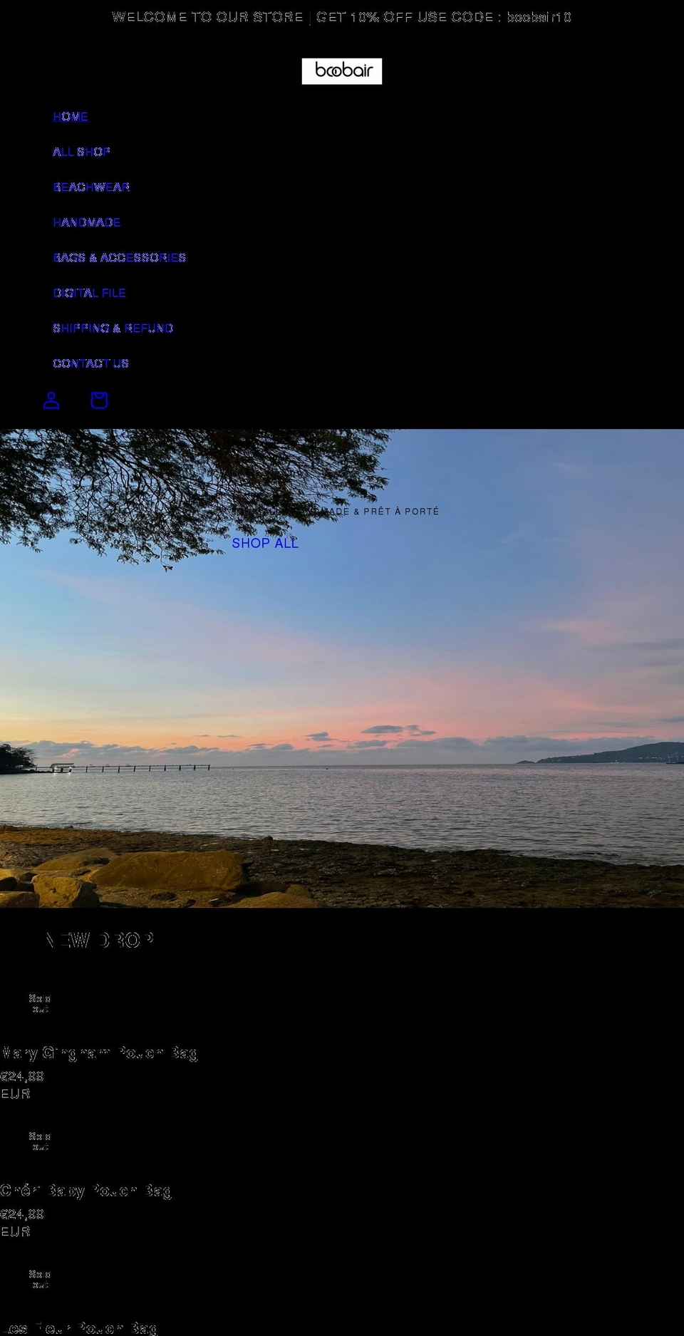 boobair.com shopify website screenshot