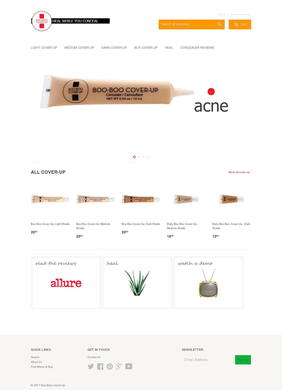 booboocoverup.com shopify website screenshot