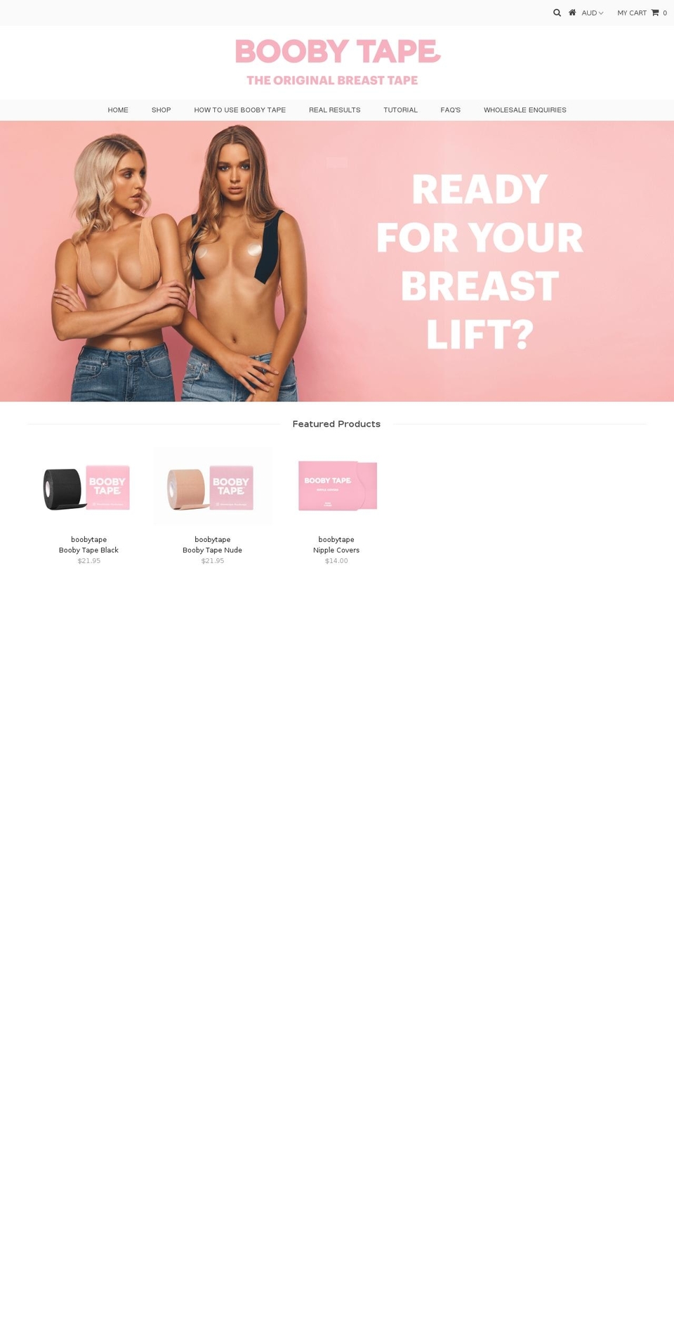 boobytape.com shopify website screenshot