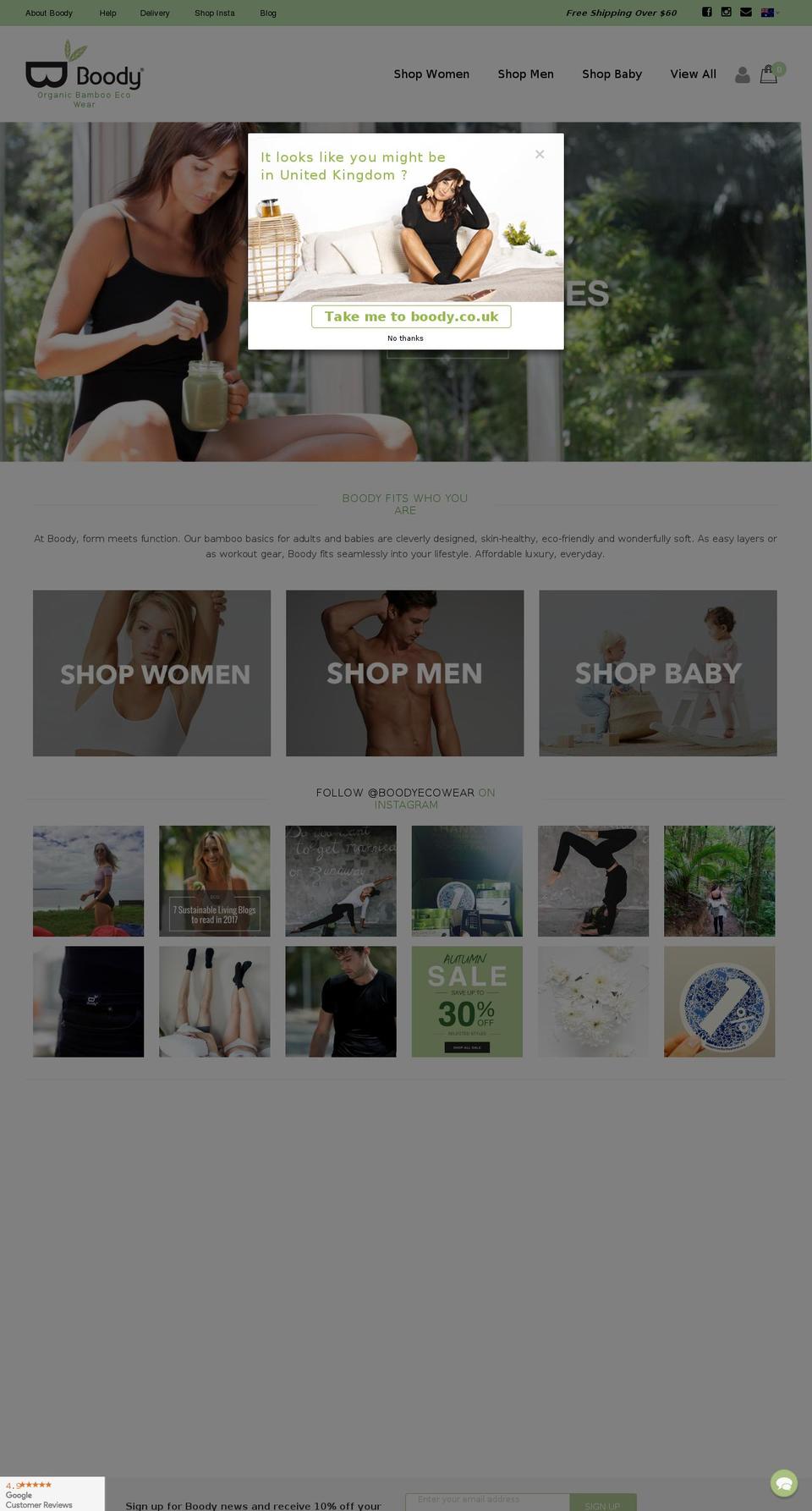 boody.com.au shopify website screenshot