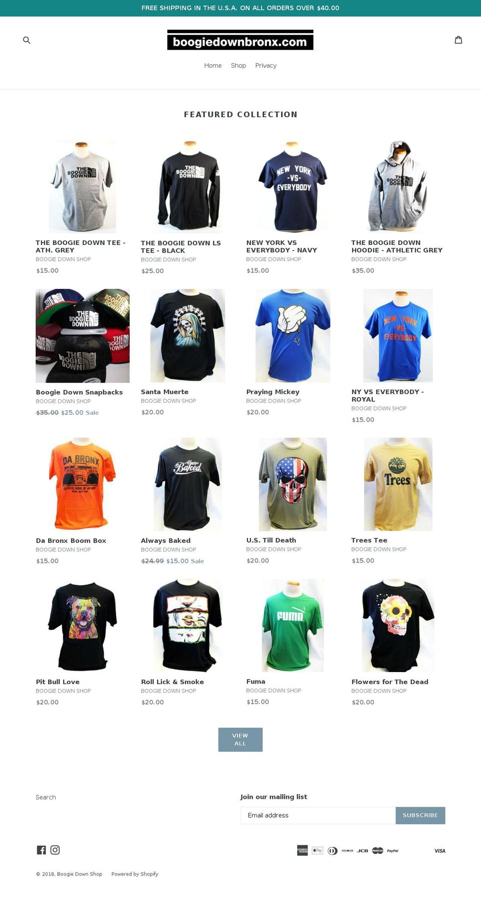 boogiedownbronx.com — Shopify storefront screenshot