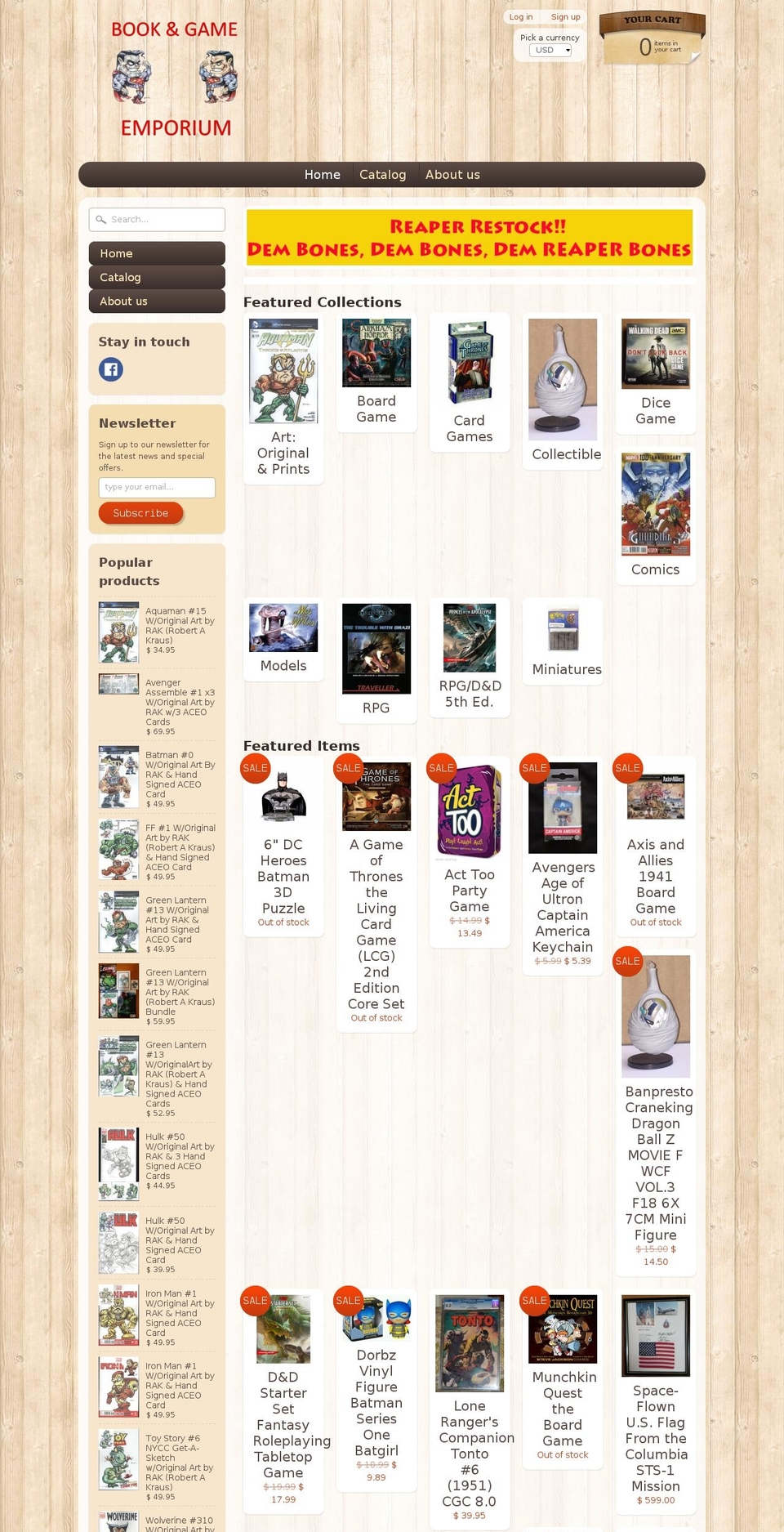 bookandgames.net shopify website screenshot