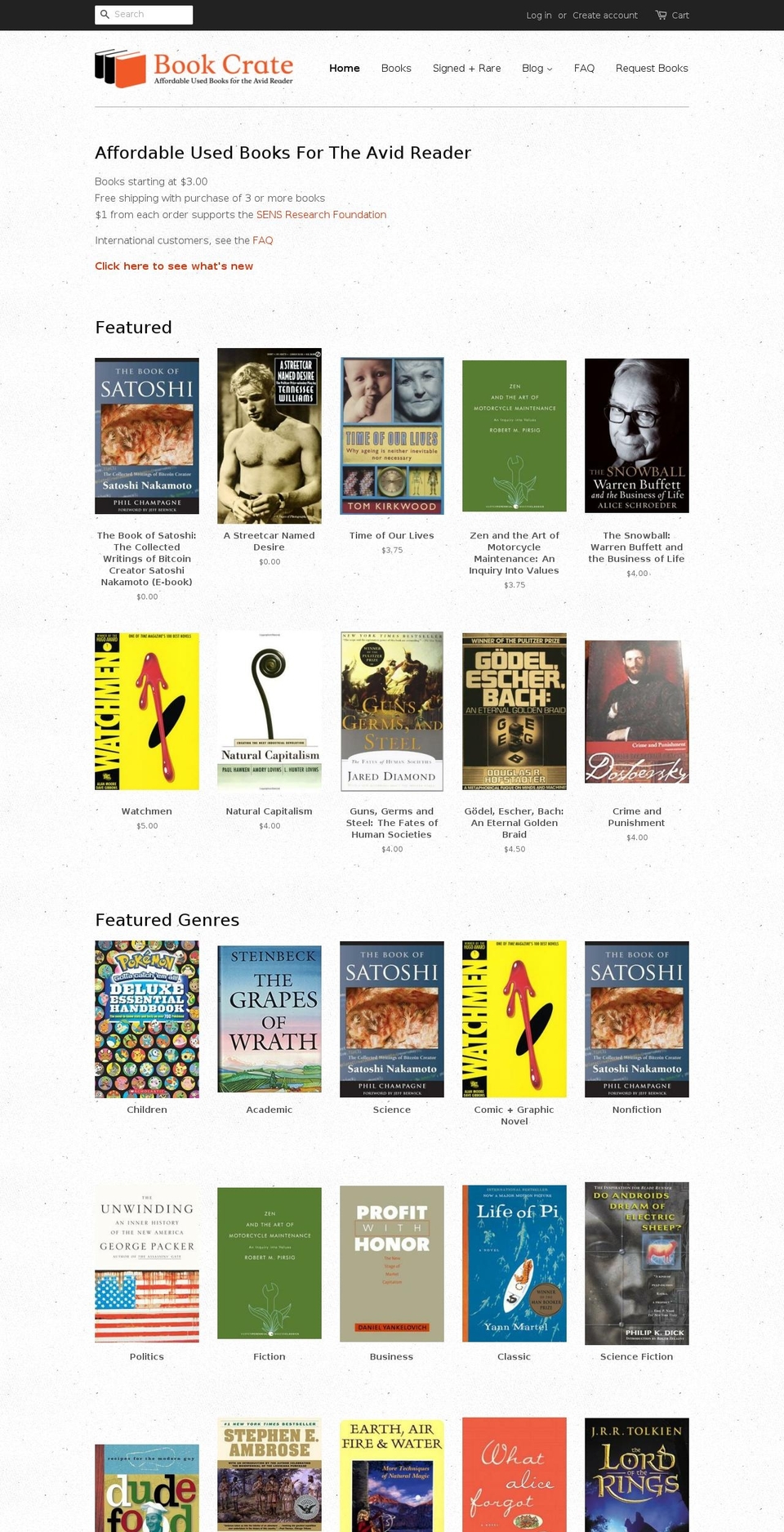 bookcrate.org shopify website screenshot