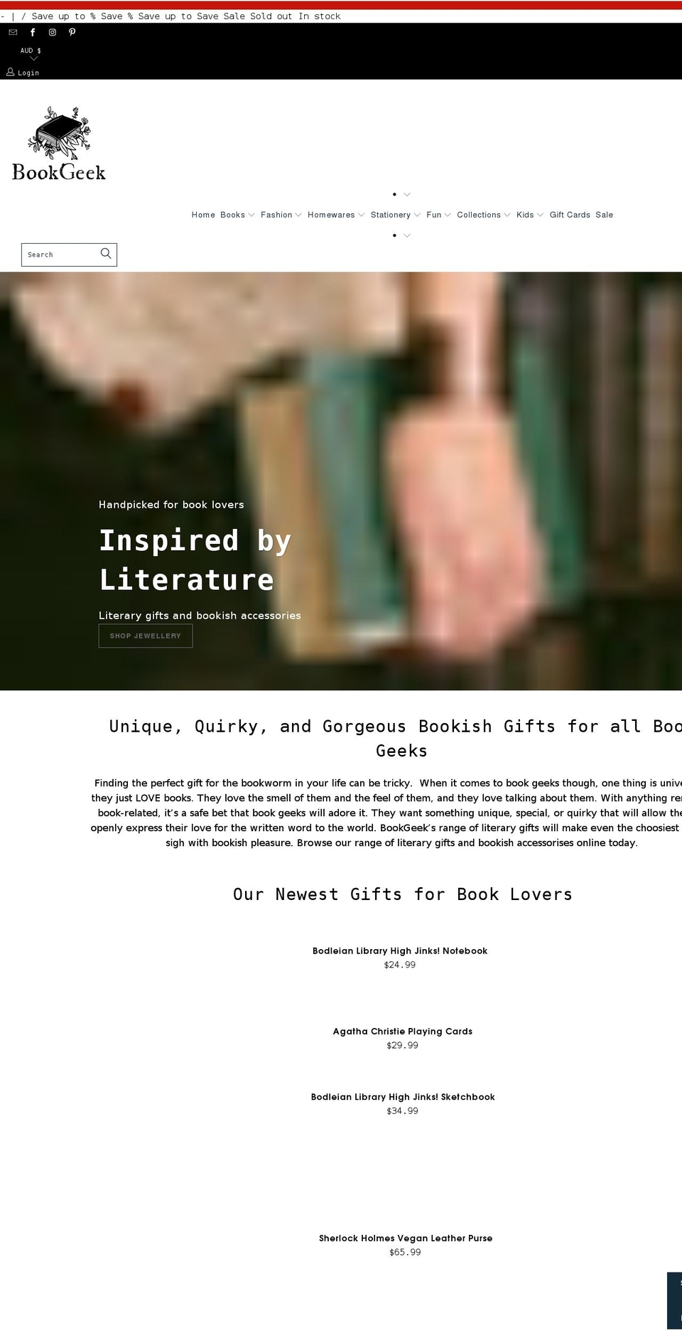 November Shopify theme site example bookgeek.com.au