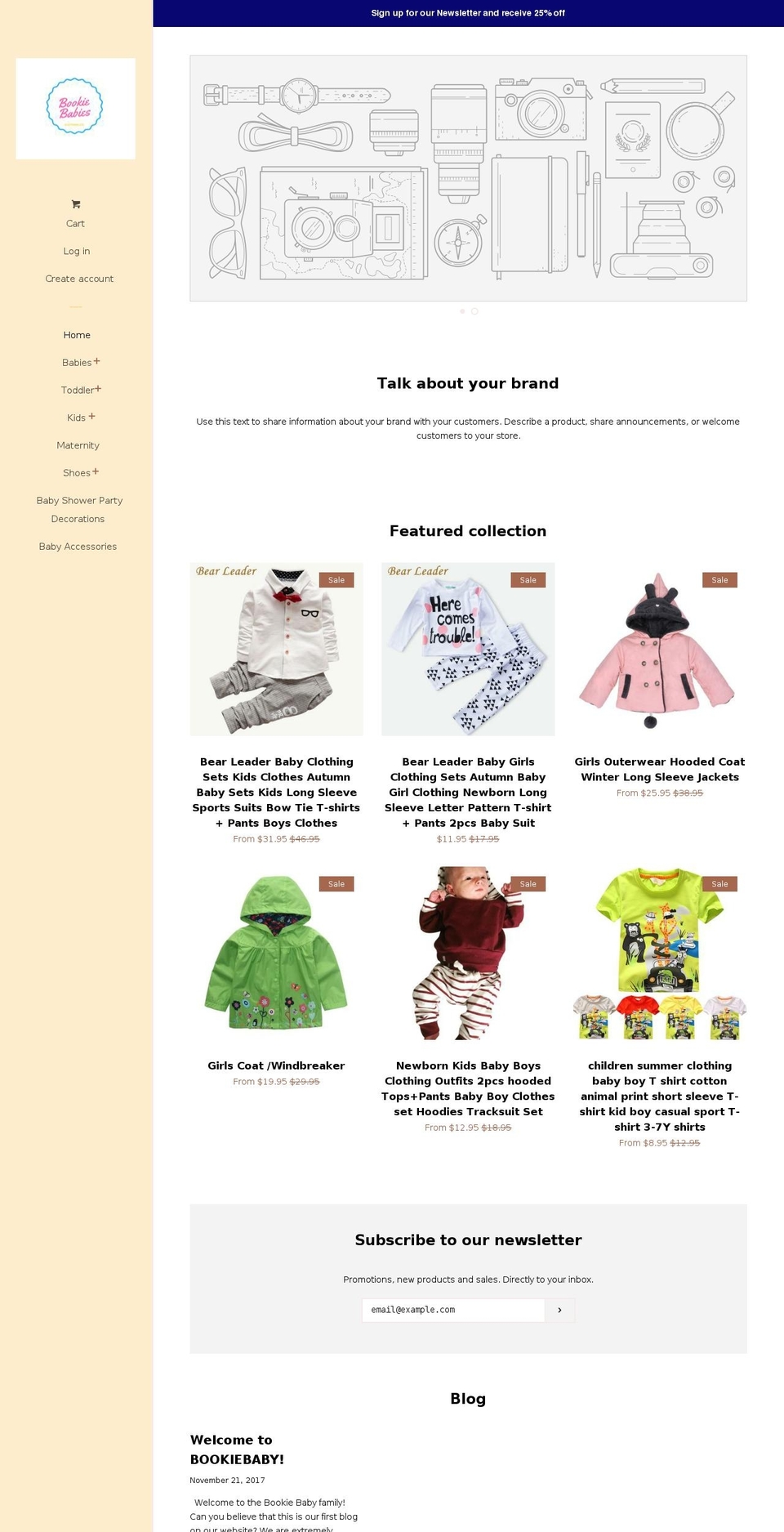 bookiebaby.com shopify website screenshot