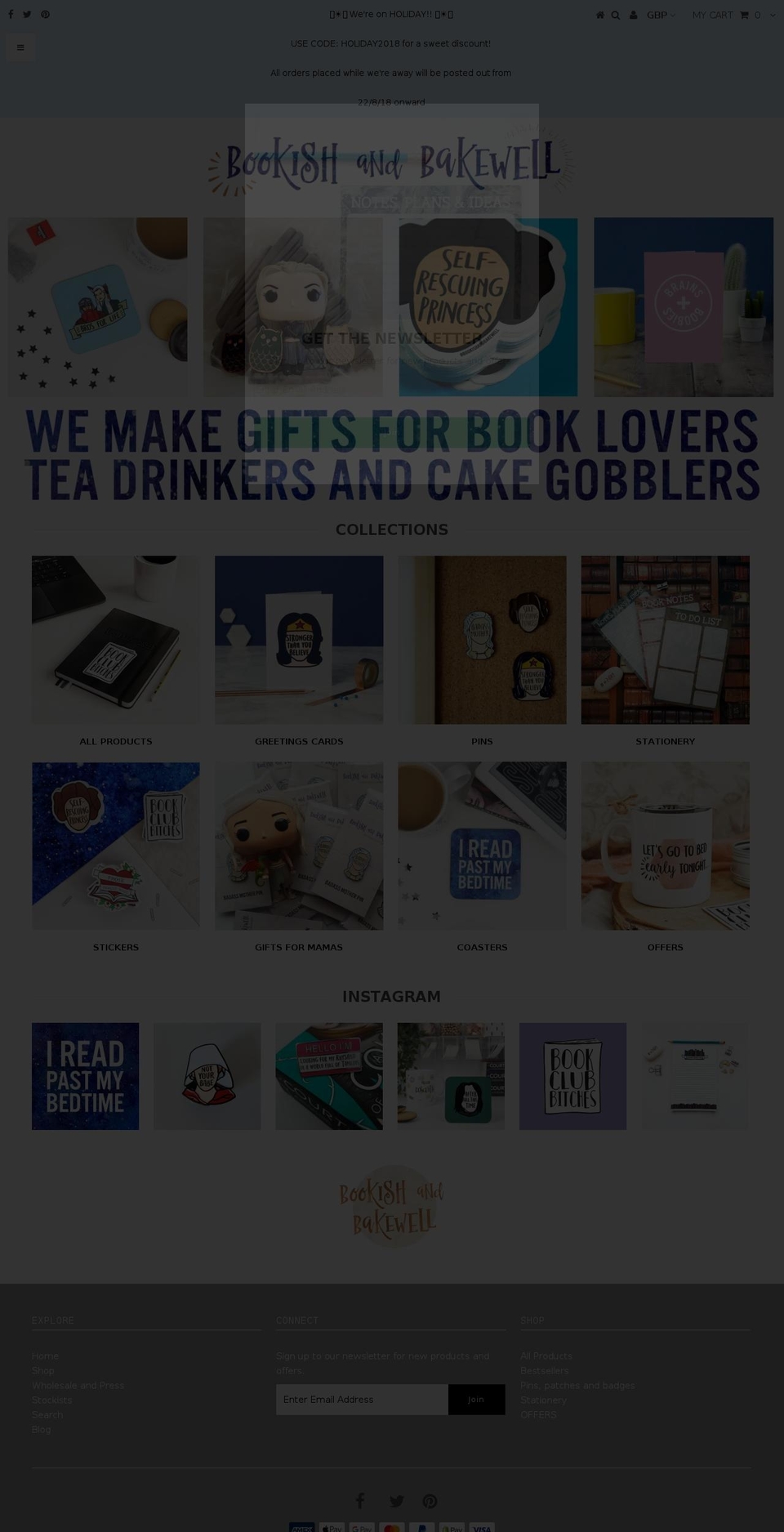 bookishandbakewell.com — Shopify storefront screenshot