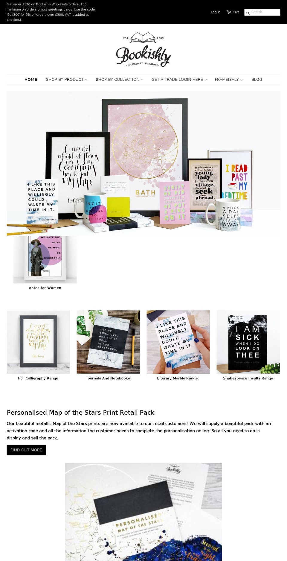 bookishlywholesale.com — Shopify storefront screenshot