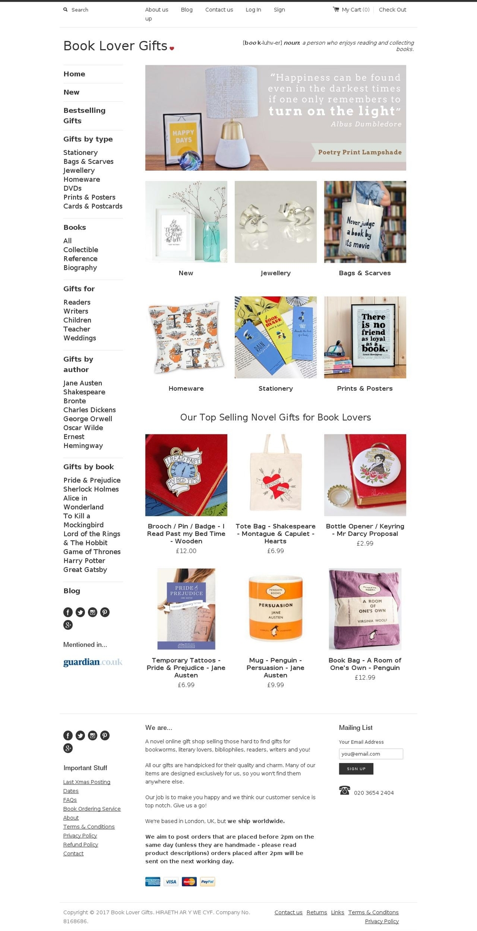 Craft Shopify theme site example booklovergifts.com